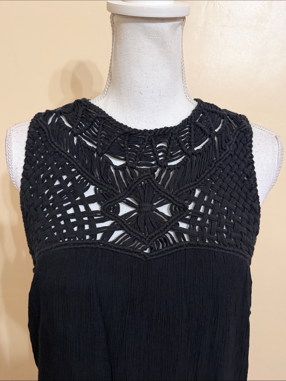 Roxy Black Crochet Yoke Maxi Dress - Picture 2 of 13